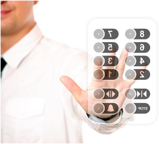 An image of a lift with hologram buttons An image of a lift with hologram buttons