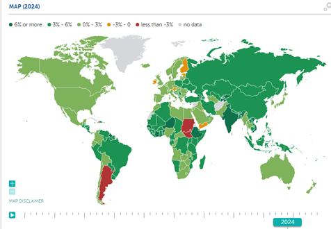Global Real GDP Growth - World Map 2024